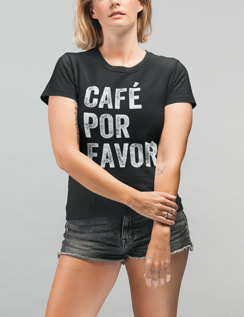 Café Por Favor Women's Style Black T-Shirt - OniTakai