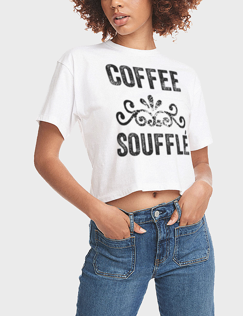Coffee Soufflé Women's Relaxed White Crop Top T-Shirt - OniTakai