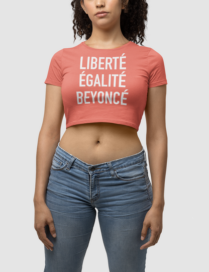 Liberté Égalité Beyoncé Women's Fitted Coral Crop Top T-Shirt - OniTakai