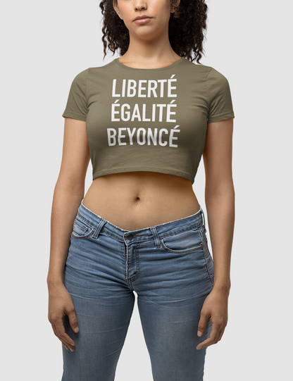 Liberté Égalité Beyoncé Women's Fitted Heather Olive Crop Top T-Shirt - OniTakai